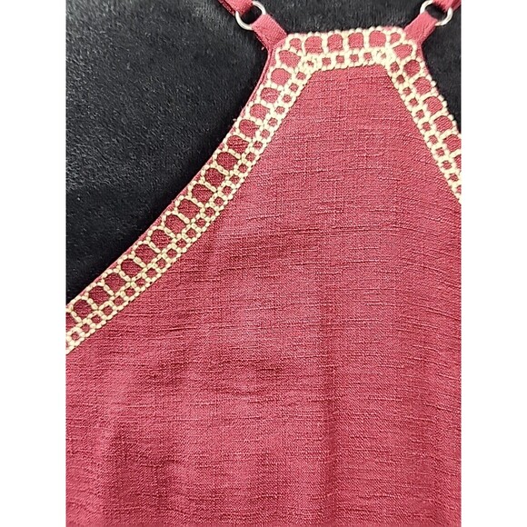 Blue Rain Slip Dress Medium Floral Embroidered Boho Hippie Indie Lined Halter - Picture 9 of 13